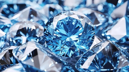 Blue Diamonds Surrounded by Sparkling Stones