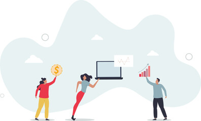 Finance fundamentals with business profit analysis.Company financial data calculation with statistics graph and diagram.flat character life .