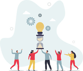 Innovation and creative mechanical solution as business. New startup idea with modern technology development.flat character life .