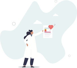 Heart doctor and cardiology occupation for disease check.Diagnostic examination with ECG test, pulse and heartbeat measuring .flat character life .