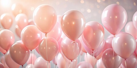 Pastel Pink Balloons Close-Up: Minimalist Photography for Celebrations
