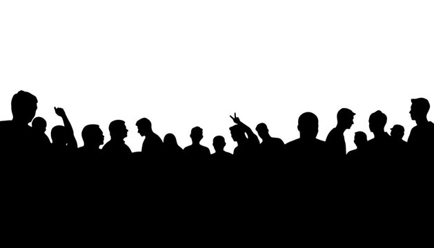 Silhouetted people celebrating against a white background