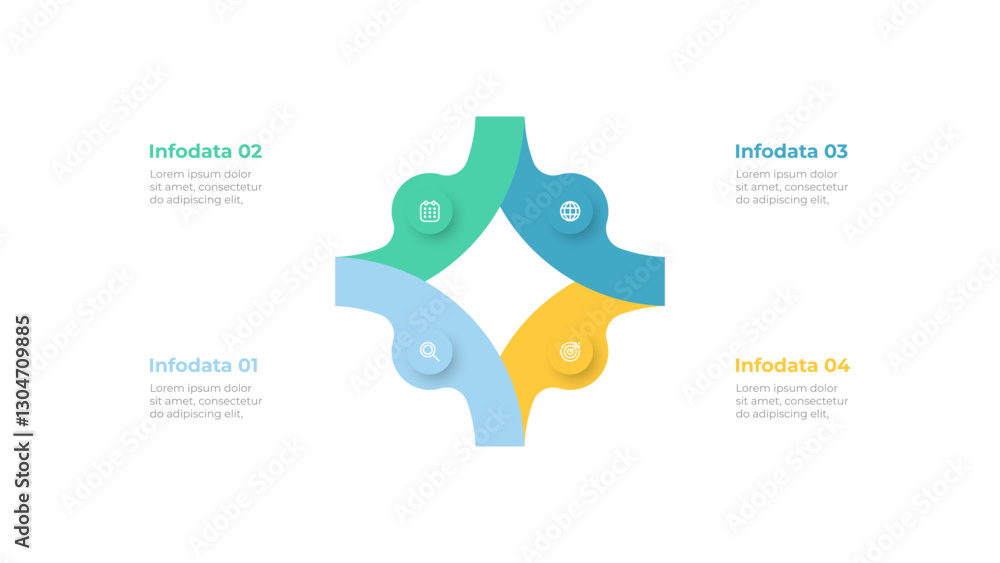 Poster business infographic design elements with 4 sections. vector illustration. idea for workflow diagram