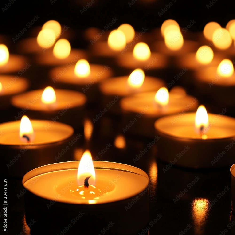 Aufkleber warm glowing candles create a peaceful and serene atmosphere with soft focus lights and dark backgro