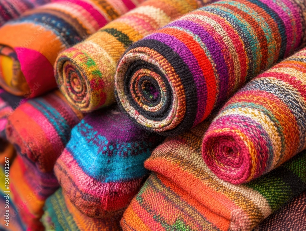 Poster vibrant textile rolls showcasing colorful patterns and textures in a close up shot creating a warm a