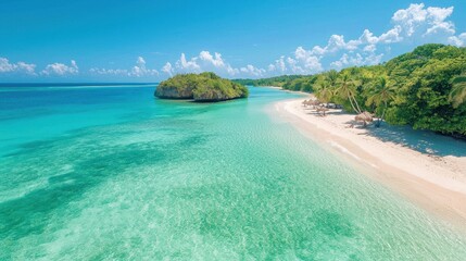 Obraz premium Tropical Paradise with Crystal Clear Water and White Sand Shoreline