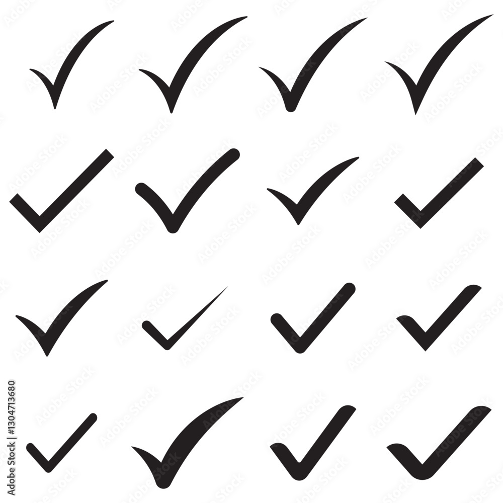 Poster check or tick icons. big set of black check or tick icons for design. check box icon with correct, a