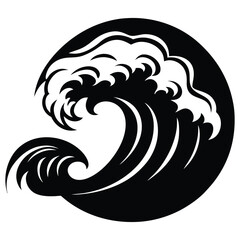 Curved Sea Wave Vector Clipart, High-Quality Wave Silhouette Icon