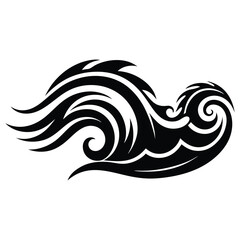 Stylized Ocean Wave Black Silhouette