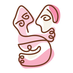 Embrace abstract artistic one line vector illustration