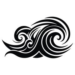 Fototapeta premium Tidal Wave Silhouette Vector Art