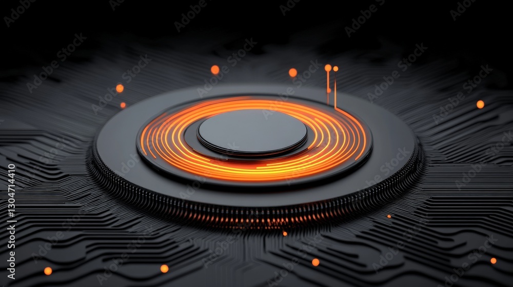 Poster modern abstract technology design with circular elements and glow