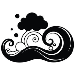 Ocean Wave Silhouette Vector Illustration