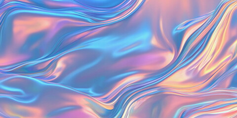 Obraz premium Abstract sky blue background. Holographic waves with orange reflection