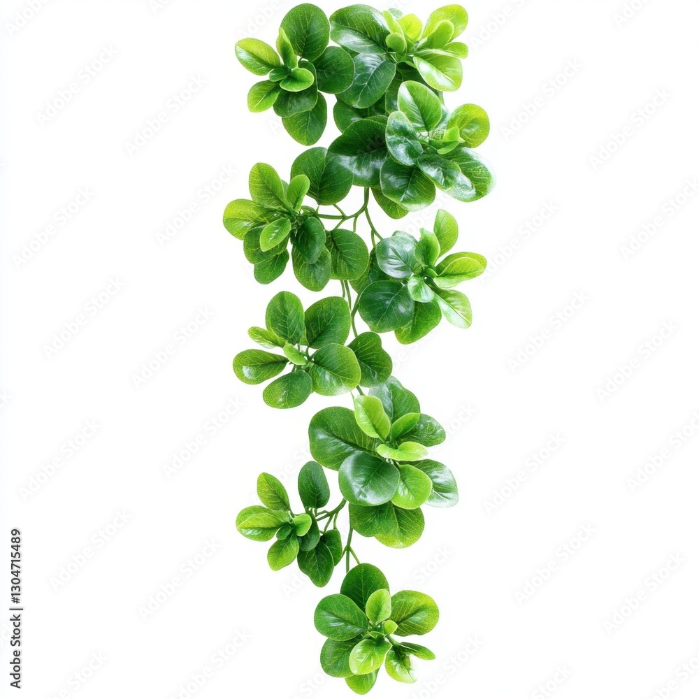 Poster lush green foliage cascade against a pristine white backdrop offering a refreshing botanical element