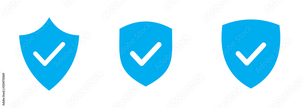 Poster shield check mark icon set. protection approve sign. safe icon vector. shield, safety, privacy secur