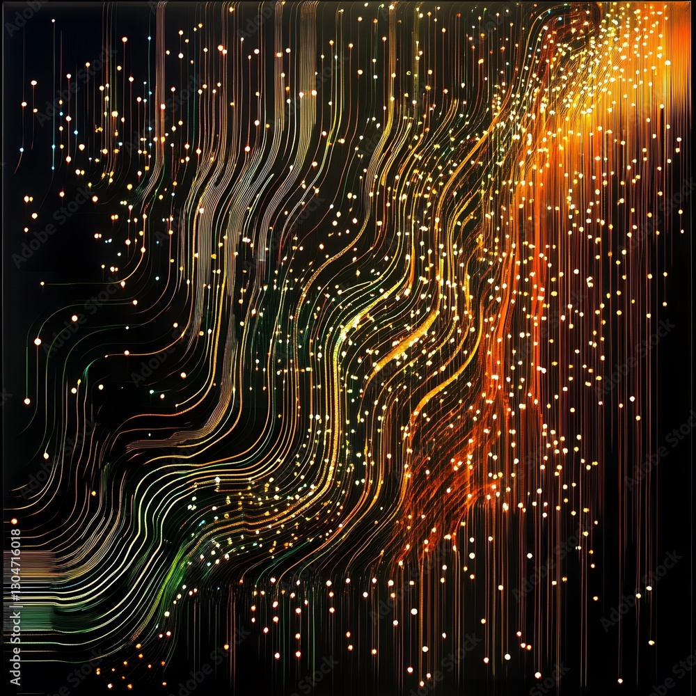 Poster abstract glowing lines: illustrating a vibrant network of glowing lines and interconnected dots, cre
