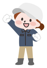 外で作業をする女性 