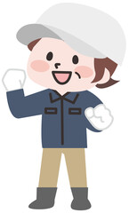 外で作業をするシニア女性 