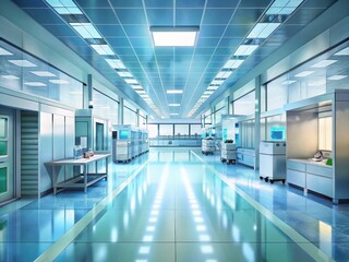 Pristine Cleanroom Interior: Wide Shot of High-Tech Facility