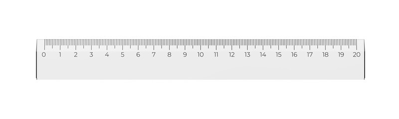 Plastic transparent ruler. Isolated. 3d illustration.
