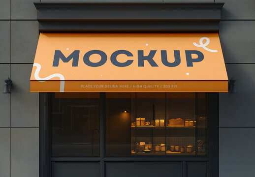 Storefront Awning Mockup &ndash; Realistic Outdoor Branding Presentation