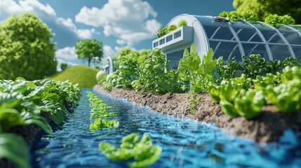 Eco Survival concept. Self Sustaining Greenhouse Cultivation Innovative Agriculture for a Greener Future