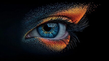 Fototapeta premium Close-up of a beautifully painted artistic eye with vibrant colors