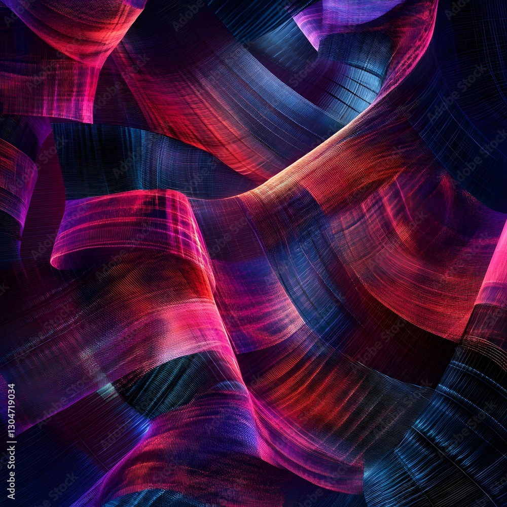 Poster abstract light trail waves: a mesmerizing display of interwoven light trails and ribbons in vibrant 