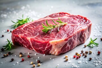 Fototapeta premium Raw Beef Steak, Top View, Dark Background - Premium Stock Photo