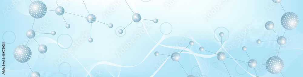Poster molecular structure dna, atom, neurons. science concept for your design. connected lines with dots. 