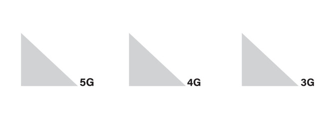 3G, 4G, 5G vector icon symbols mobile internet network. Connection Internet signal sign. Visualization signal quality. 3G, 4G 5G Vector Icons. Signal strength icons. 3g, 4g, 5g internet vector