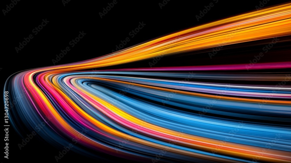 Poster colorful abstract light trails on a dark background for design use