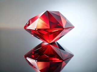 Red Crystal Reflection:  Stunning Jewel on White Background, Perfect for Luxury & Gemstone Designs