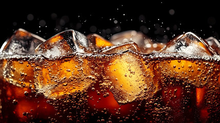 Close-up of Cola with Ice Cubes