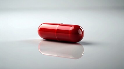 Red Pill Bottle on White Background - High-Resolution Stock Photo