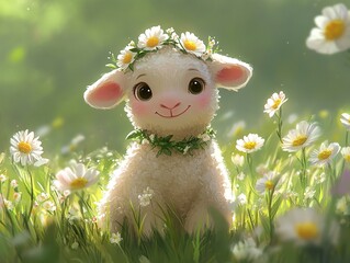 Lamb with flowers, Easter day