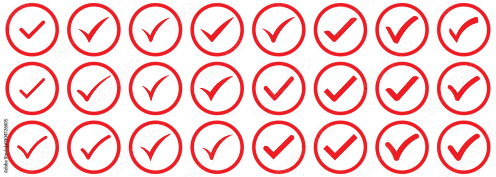 Poster red check mark icon vector design. red check mark icon. check mark vector icon. checkmark illustrati