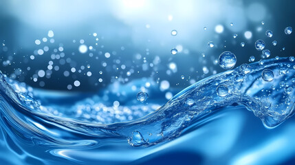 Close-up of Blue Water Ripples and Bubbles