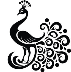  Elegant Peacock Silhouette Vector for Laser Cutting and Wall Art