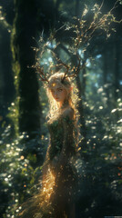 Celestial faun goddess in an enchanted dreamland
