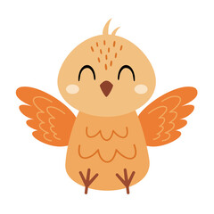 Chicken clipart. Cute Easter chick in cartoon flat style. Hand draw vector illustration