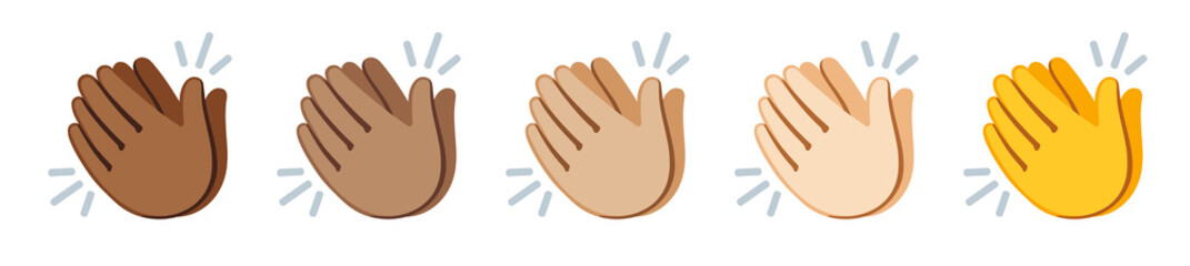 Fototapeta premium Series of five clapping hands isolated on white background 