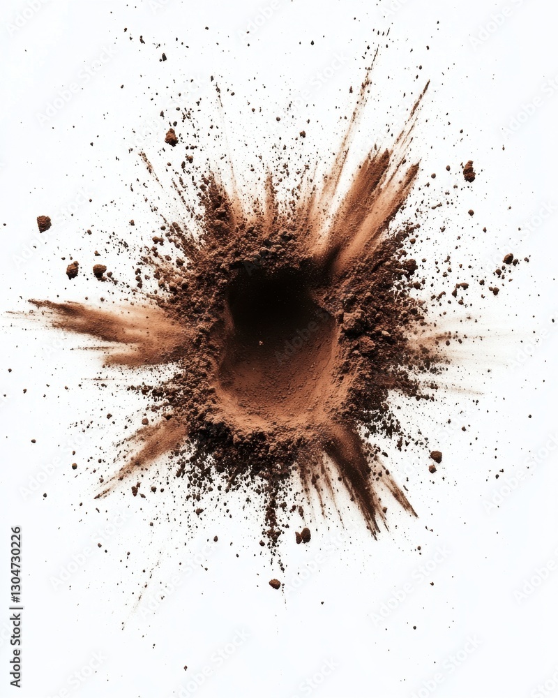 Aufkleber dramatic explosion of rich cocoa powder against a clean white background creating a dynamic abstract