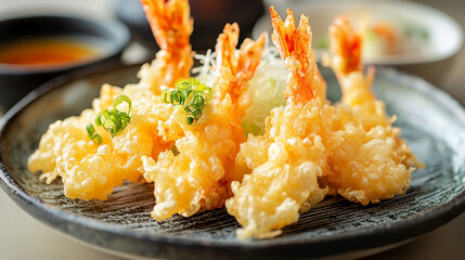 Crispy Tempura Vegetables Served on a Plate