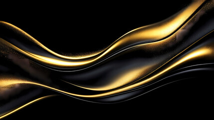 Black and Gold Abstract Waves on Dark Background