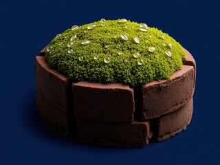 Aged Brick Stand with Dewy Blue Cluster