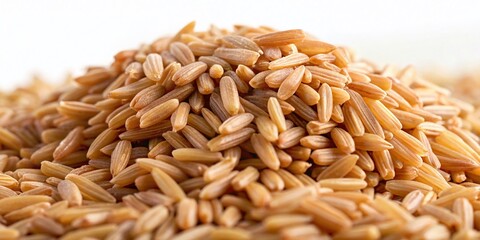 Obraz premium Rustic Brown Rice Background: Close-up Texture of Uncooked Grains
