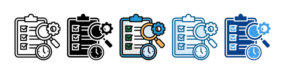 Audit Process  Icon Set Multiple Style Collection
