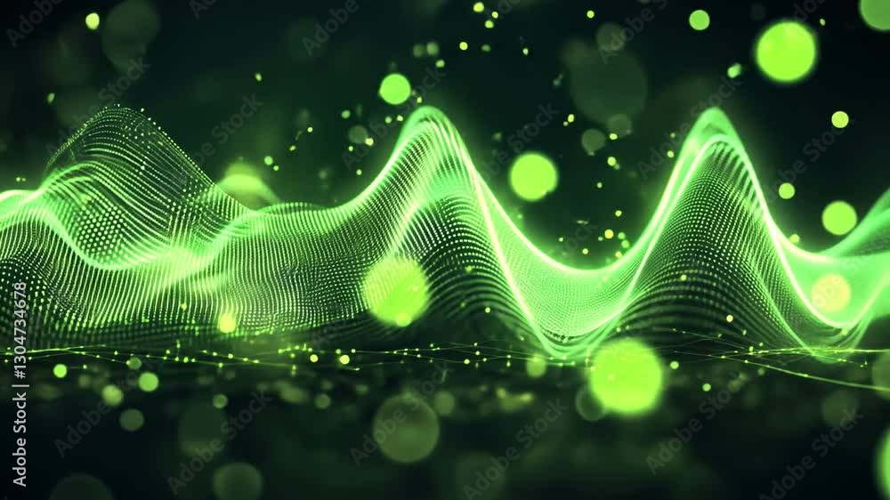 Aufkleber abstract green energy flow: a captivating abstract background featuring shimmering green energy wave